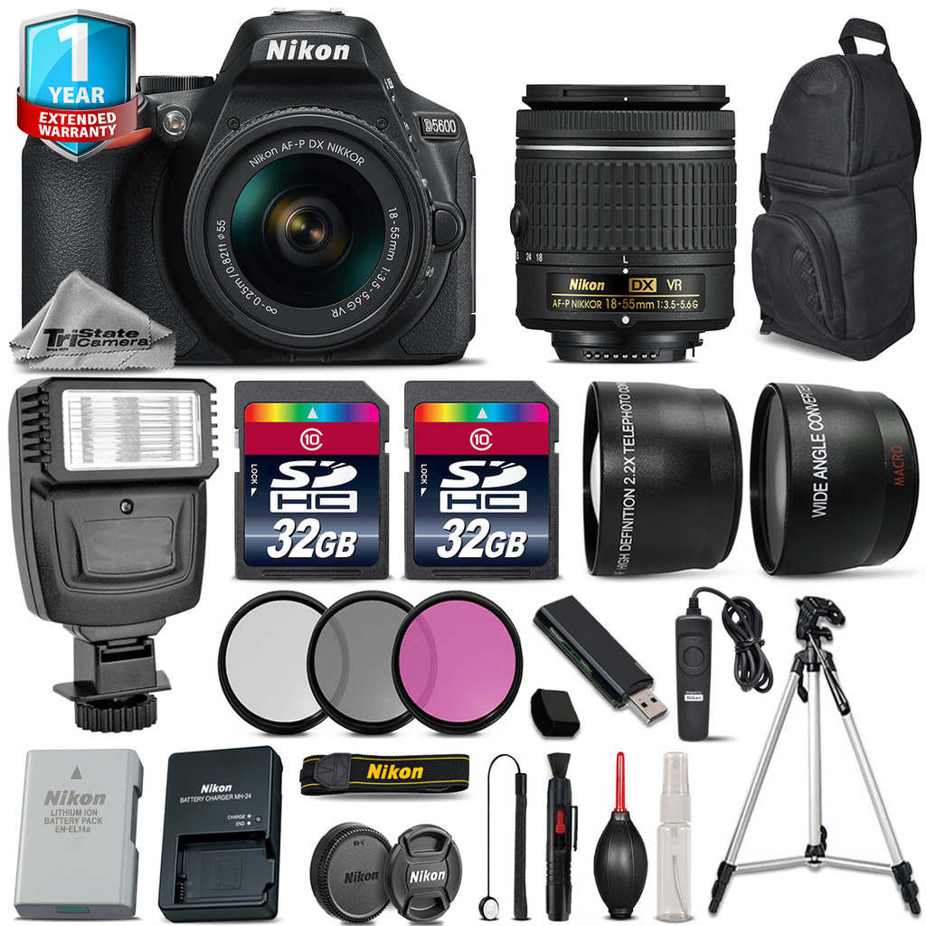 D5600 DSLR Camera + 18-55mm VR + Flash  + Filters + Remote + 1yr Warranty *FREE SHIPPING*