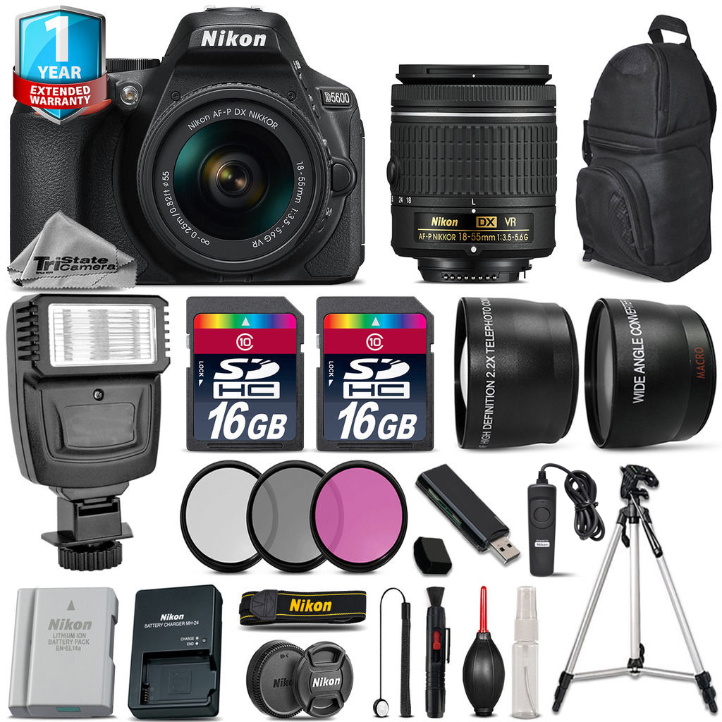 D5600 DSLR Camera + 18-55mm VR + Flash + Extra Battery + 1yr Warranty *FREE SHIPPING*