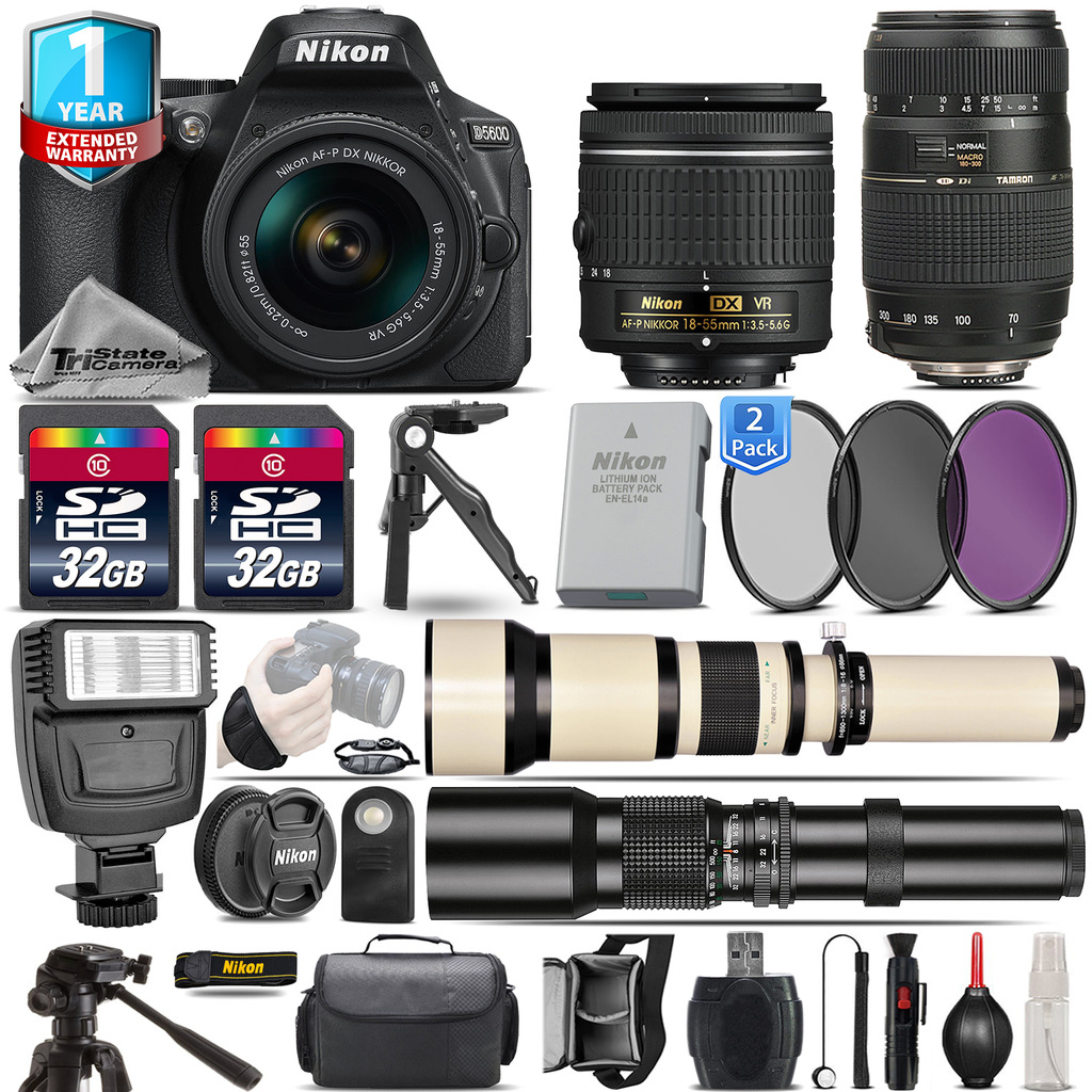 D5600 DSLR Camera + 18-55mm VR + 70-300mm + Case + 1yr Warranty - 64GB Kit *FREE SHIPPING*