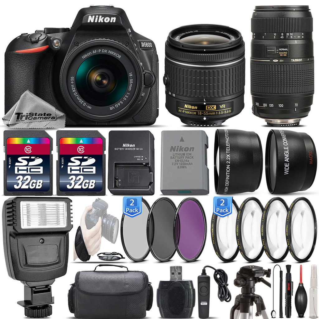 D5600 24.2MP DSLR Camera + 18-55mm VR Lens + 70-300mm Macro Lens -64GB Kit *FREE SHIPPING*