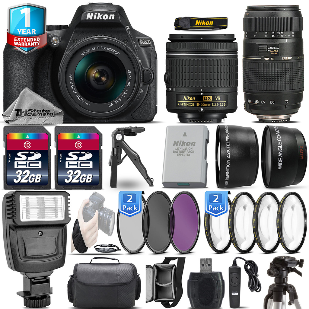 D5600 DSLR Camera + 18-55mm VR + 70-300mm + 1yr Warranty + Remote + 64GB *FREE SHIPPING*