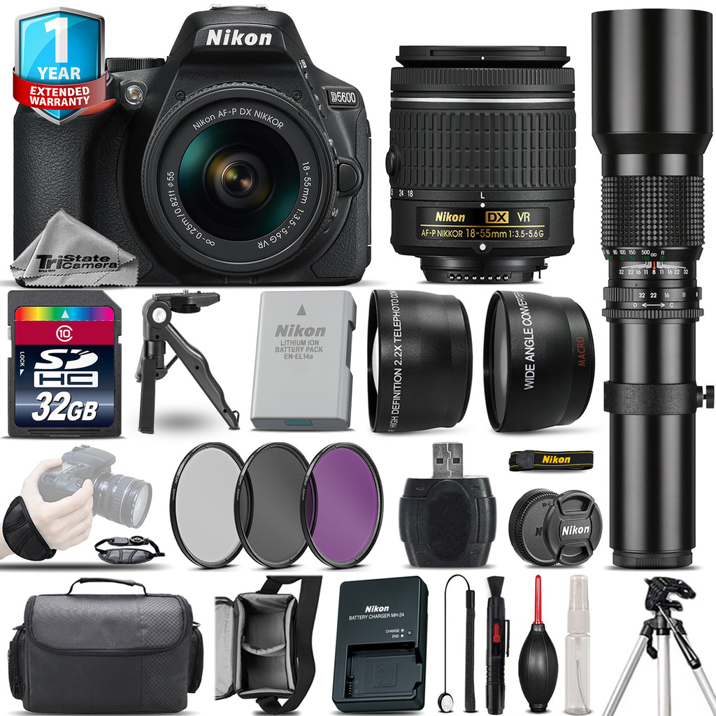 D5600 DSLR Camera + 18-55mm VR + 500mm Lens + Filter Kit + 1yr Warranty *FREE SHIPPING*