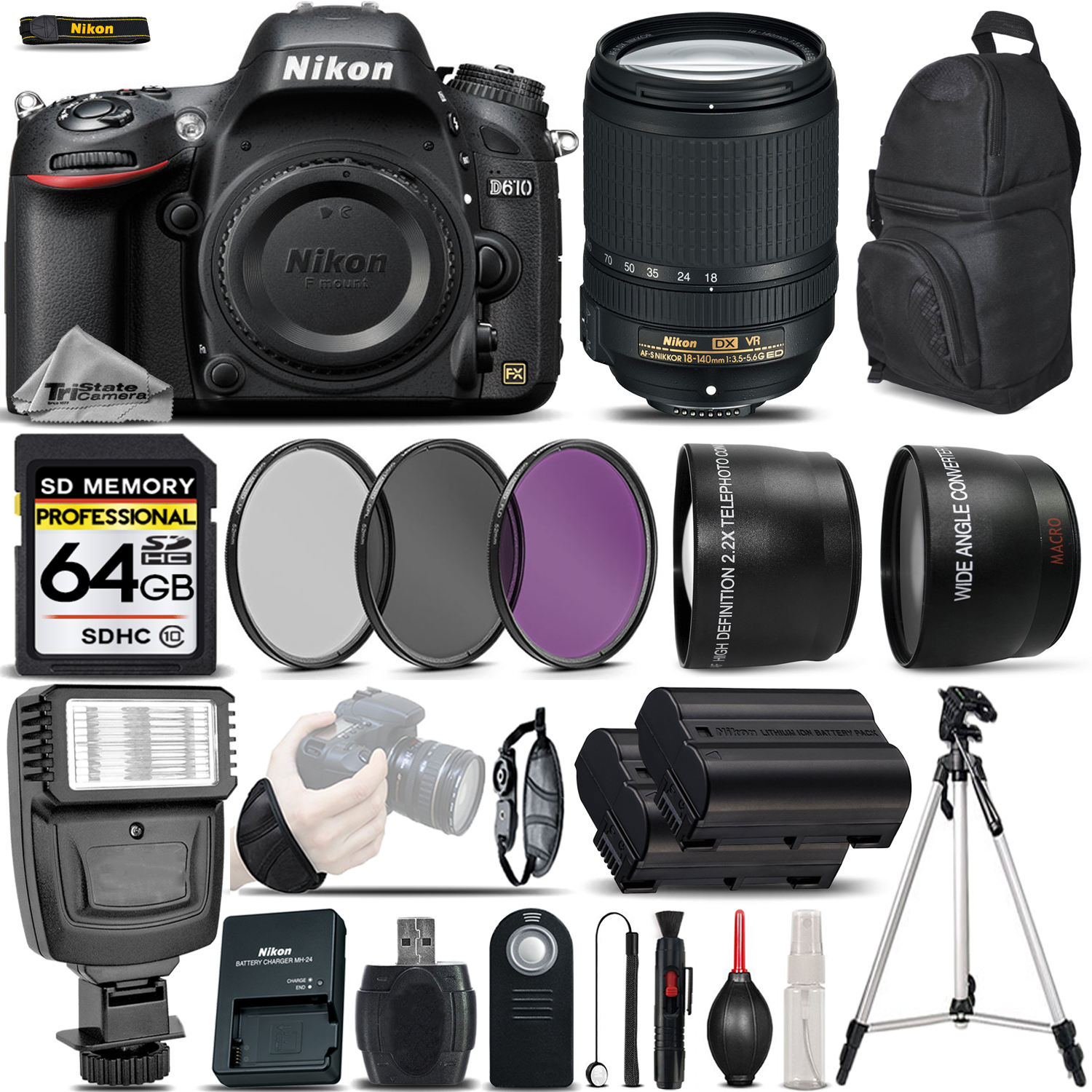 D610 DSLR Camera 24.3MP + Nikon 18-140mm VR Lens - Ultimate Saving Bundle *FREE SHIPPING*