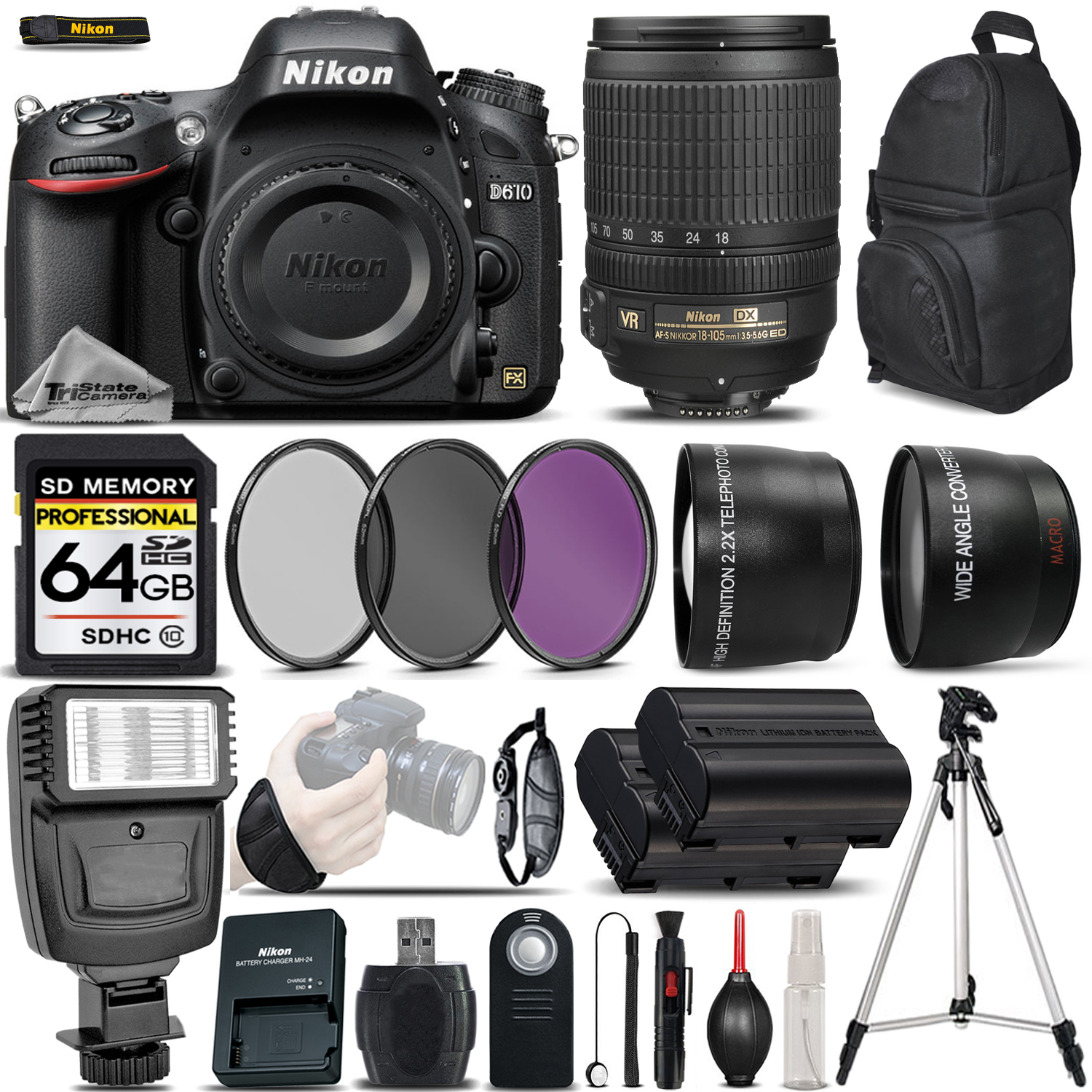 D610 DSLR Camera 24.3MP + Nikon 18-105mm VR Lens - Ultimate Saving Bundle *FREE SHIPPING*