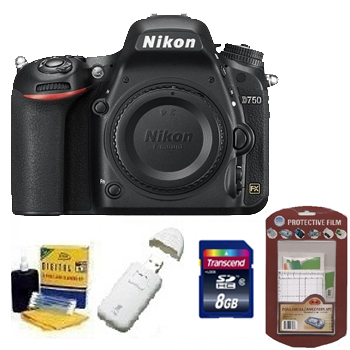 D750 Digital SLR Camera Kit -Black + 8GB Memory Card+ Camera/Lens Cleaning Kit+ LCD Screen Protectors+ Memory Card Reader *FREE SHIPPING*