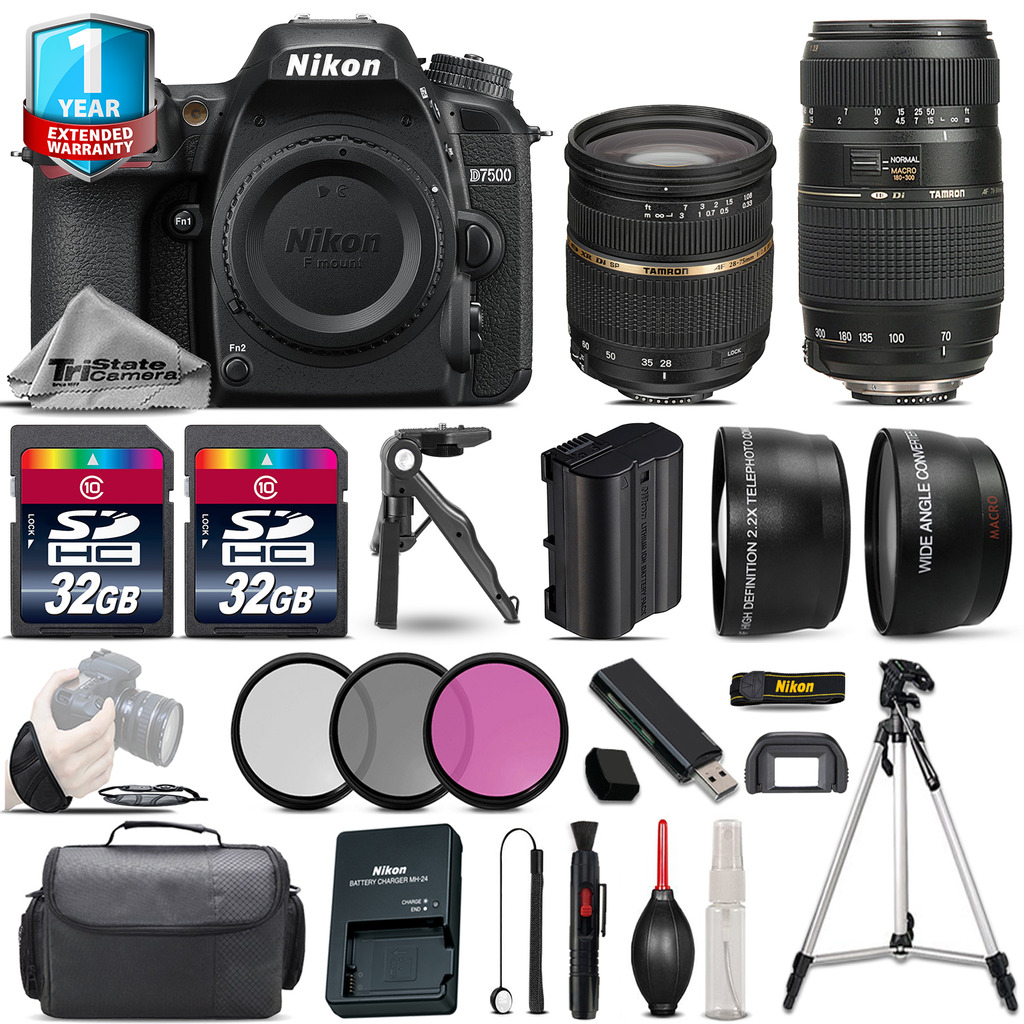 D7500 DSLR Camera + 28-75mm 2.8 XR & 70-300mm VR + 1yr Warranty -64GB Kit *FREE SHIPPING*