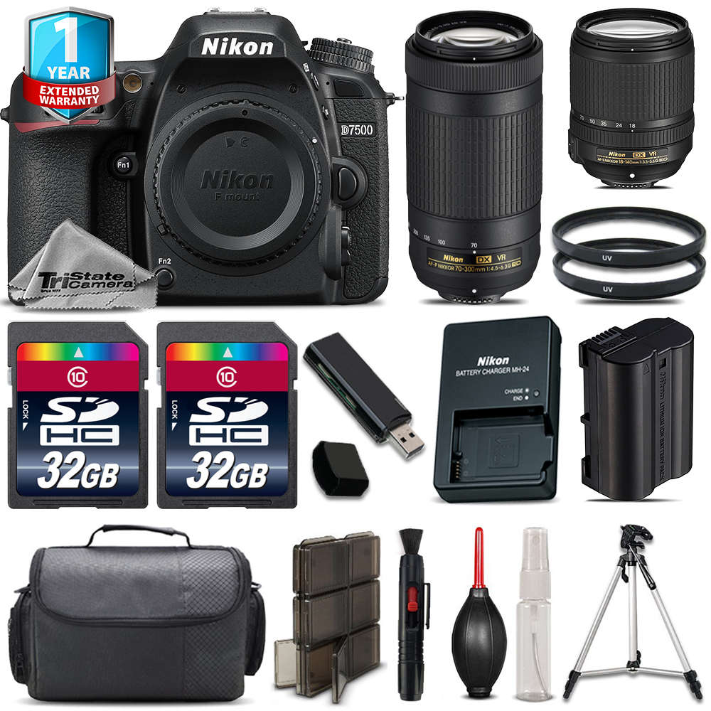 D7500 Camera + AFS 18-140mm VR + 70-300mm VR + 64GB Kit + 1yr Warranty *FREE SHIPPING*