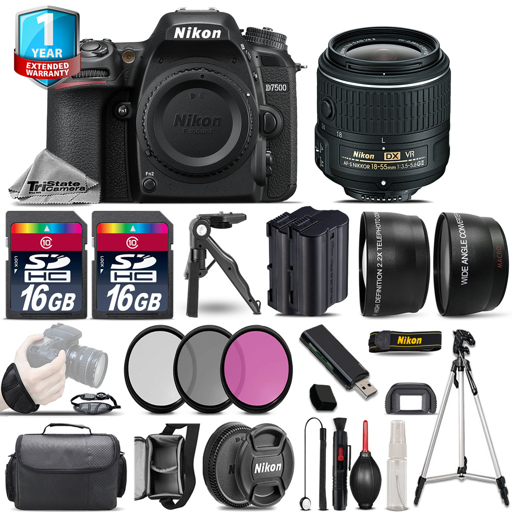 D7500 DSLR Camera + 18-55mm VR - 3 Lens Kit + Extra Battery + 1yr Warranty *FREE SHIPPING*