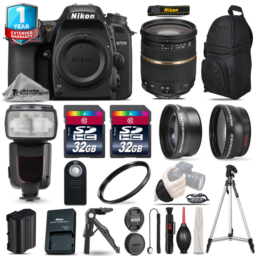 D7500 Camera + 28-75mm 2.8 XR -3 Lens Kit + Pro Flash + UV + 1yr Warranty *FREE SHIPPING*