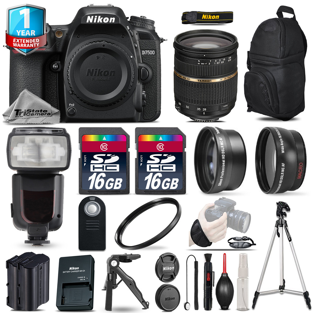 D7500 Camera + 28-75mm 2.8 XR + Pro Flash + Extra Battery + 1yr Warranty *FREE SHIPPING*
