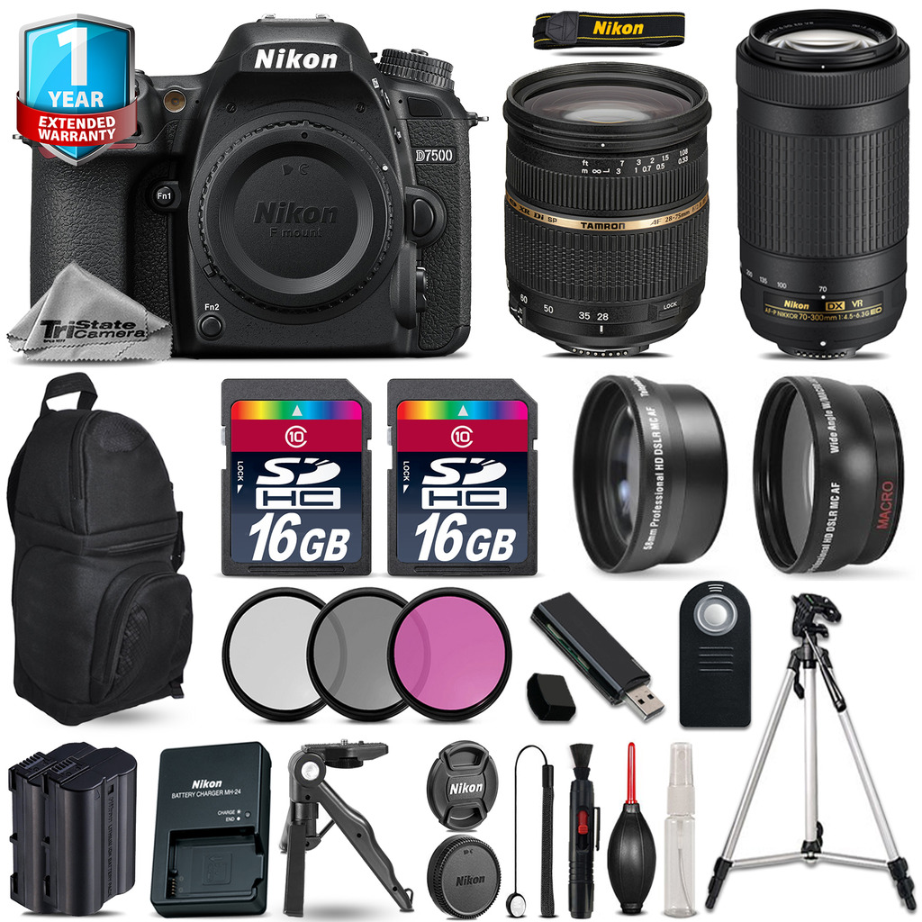 D7500 Camera + 28-75mm 2.8 XR + 70-300mm VR + Extra Battery +1yr Warranty *FREE SHIPPING*