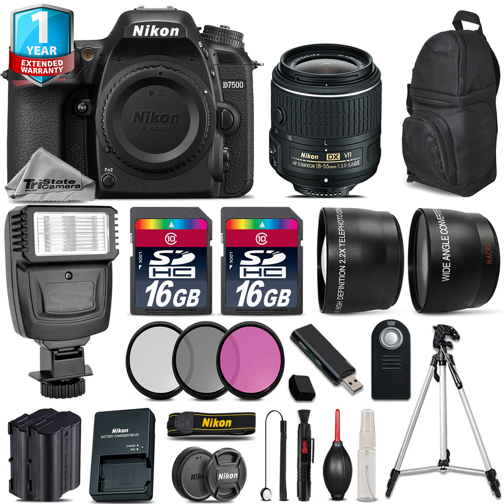 D7500 DSLR Camera + 18-55mm VR + Flash + Extra Battery + 1yr Warranty *FREE SHIPPING*