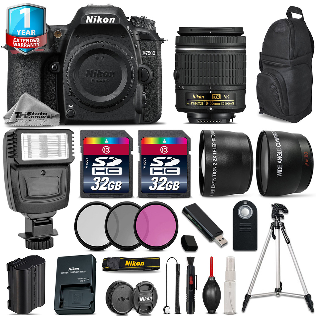 D7500 Camera + AF-P 18-55mm VR + Flash  + Filters + Remote + 1yr Warranty *FREE SHIPPING*