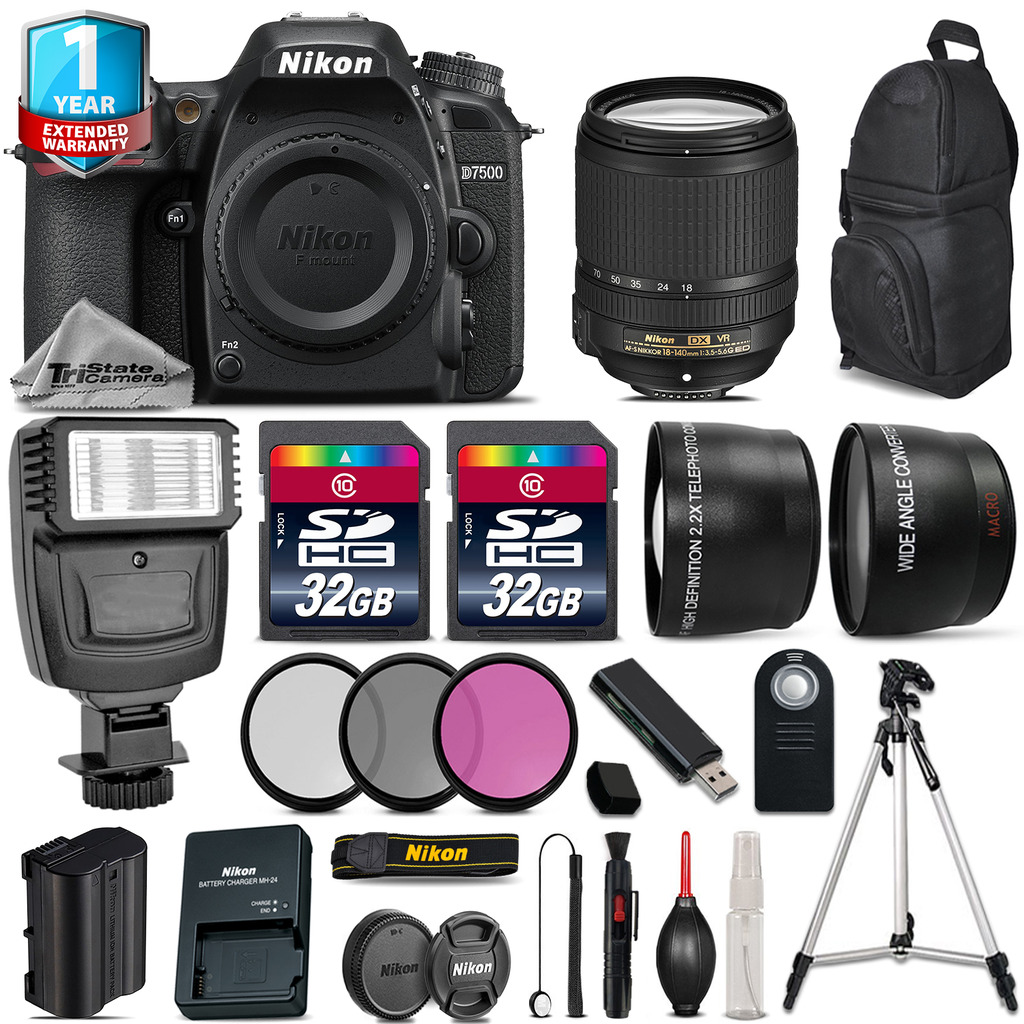 D7500 Camera + AFS 18-140mm VR + Flash  + Filters + Remote + 1yr Warranty *FREE SHIPPING*