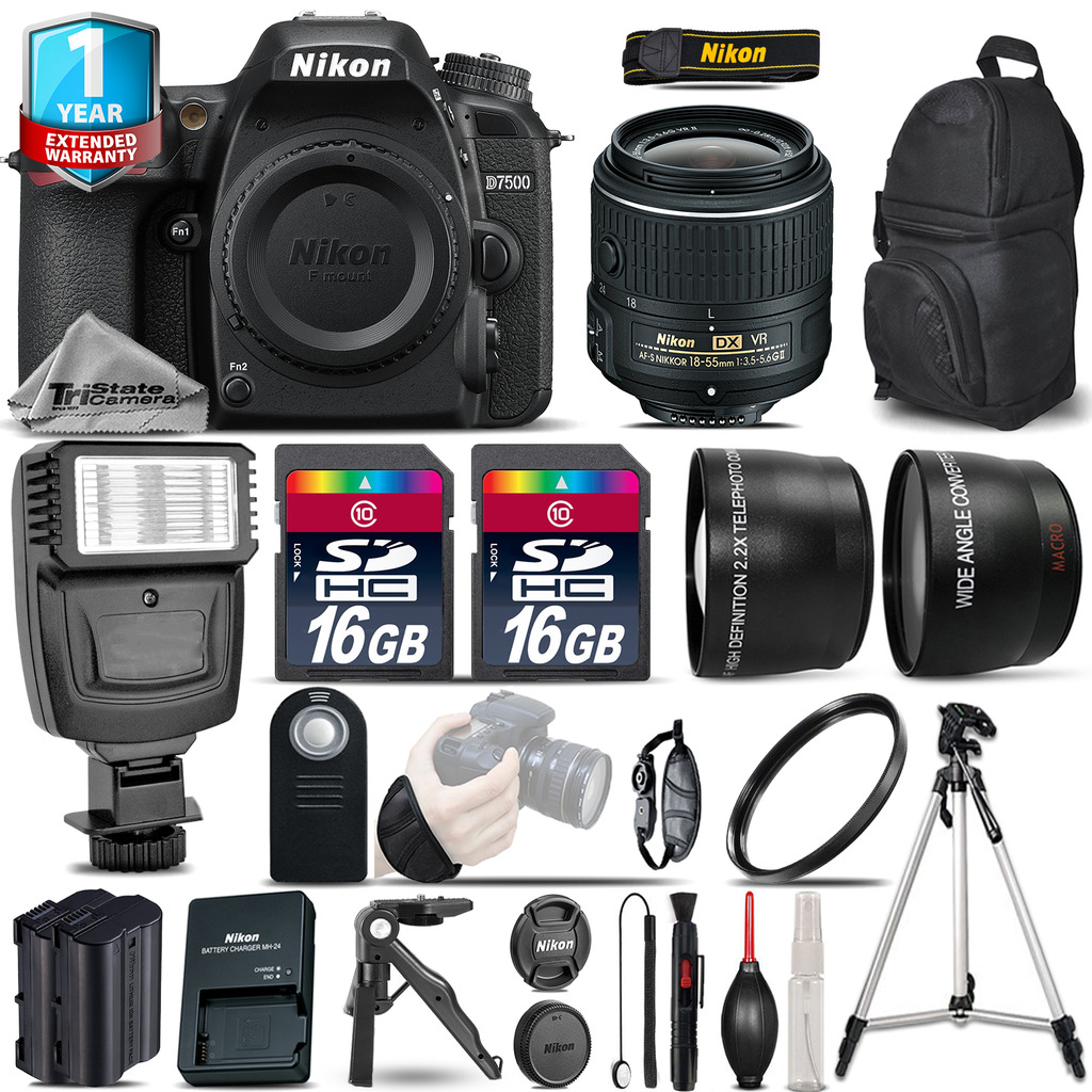 D7500 DSLR Camera + 18-55mm VR - 3 Lens Kit + Flash + 1yr Warranty + 32GB *FREE SHIPPING*
