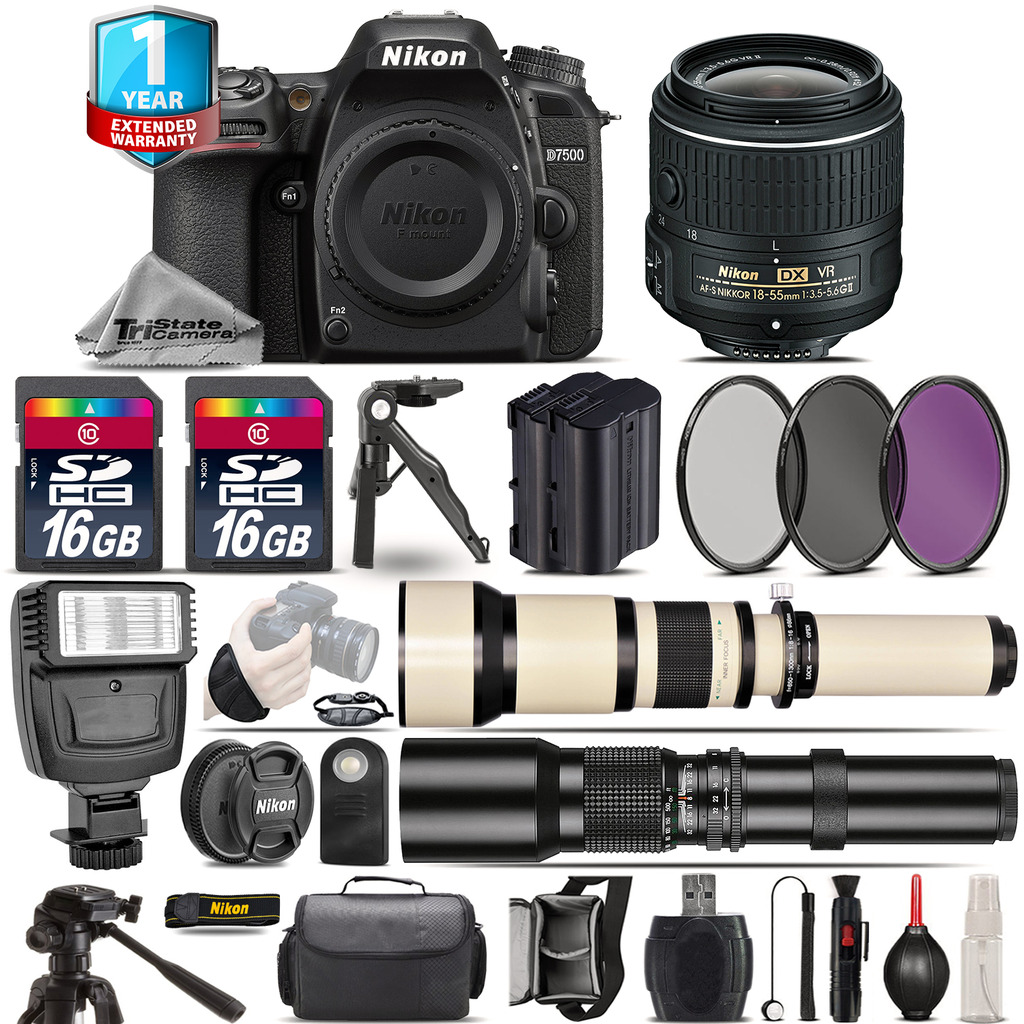 D7500 DSLR Camera + 18-55mm VR - 3 Lens Kit + Extra Battery + 1yr Warranty *FREE SHIPPING*