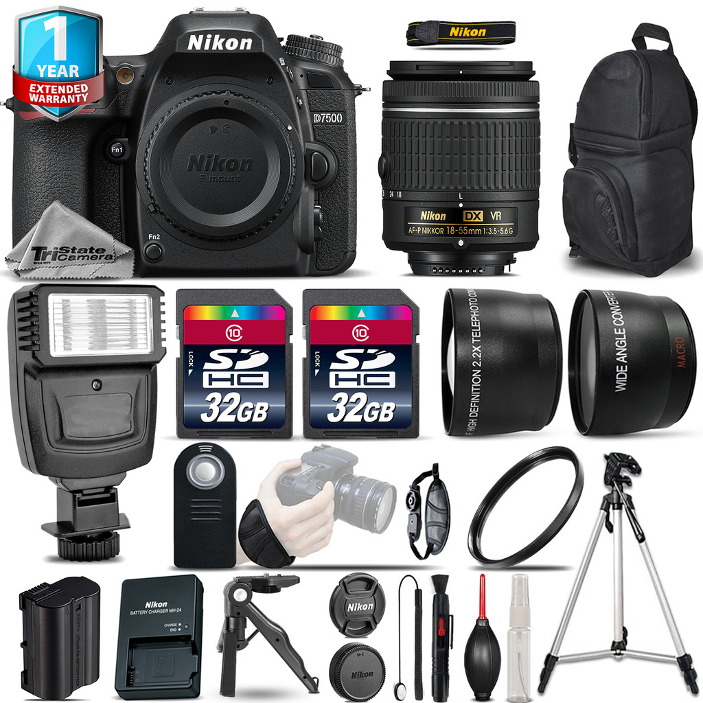 D7500 Camera + AF-P 18-55mm VR - 3 Lens Kit + Flash + 1yr Warranty + 64GB *FREE SHIPPING*