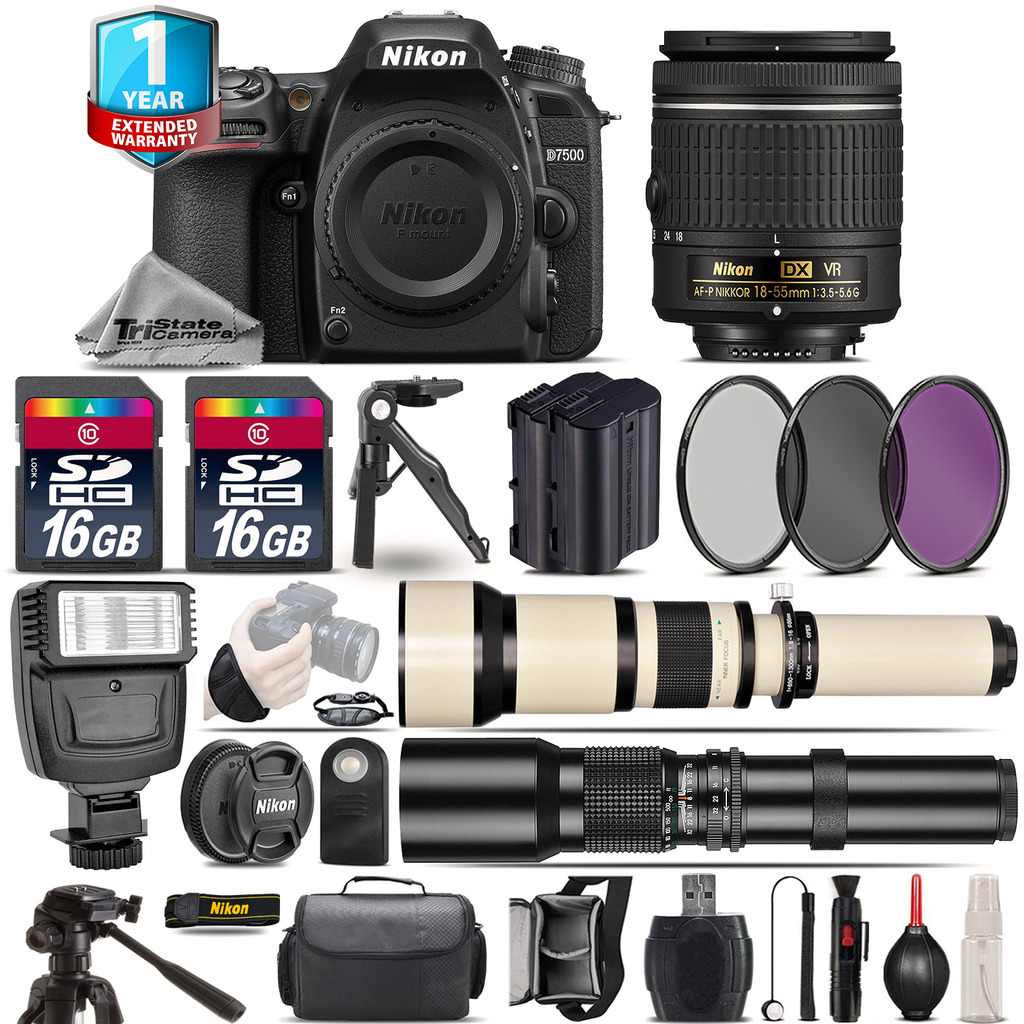 D7500 Camera + AF-P 18-55mm VR - 3 Lens Kit + Extra Battery + 1yr Warranty *FREE SHIPPING*