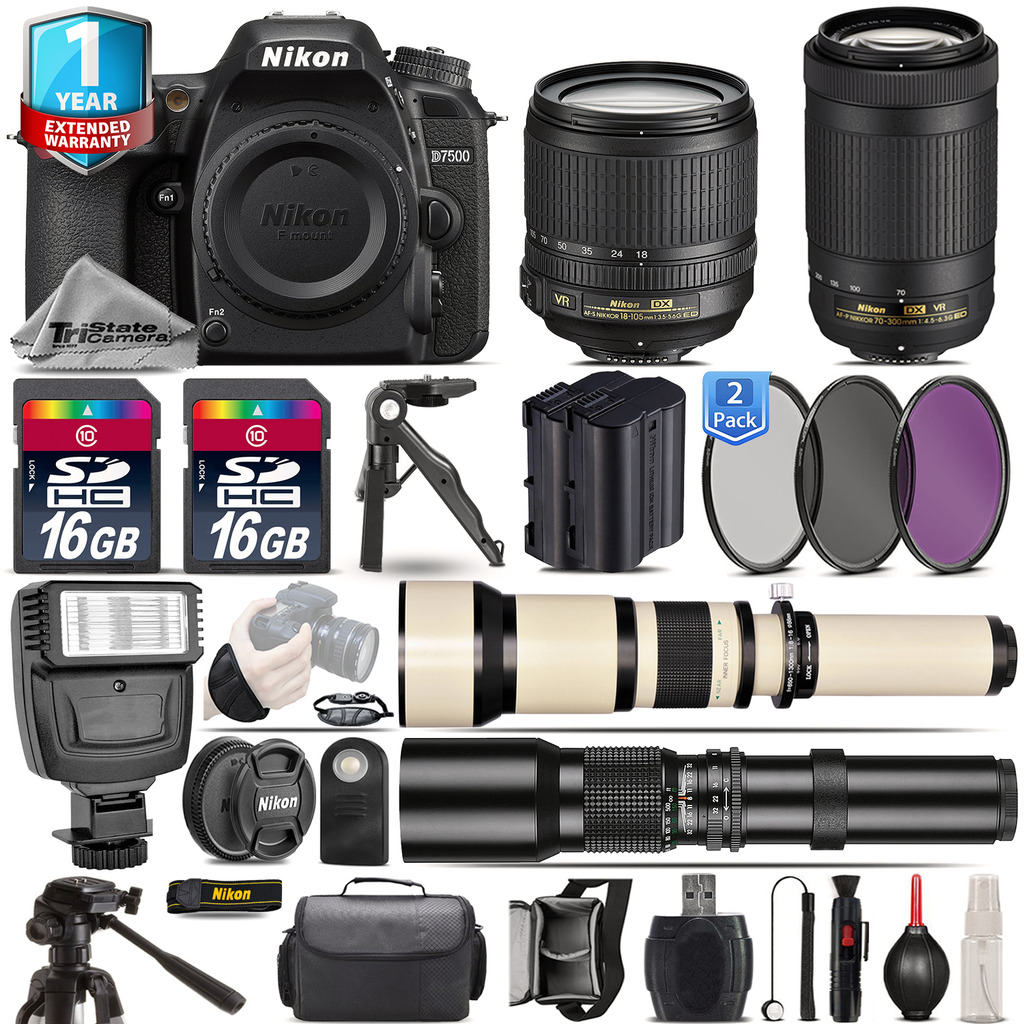 D7500 Camera + AF-S 18-105mm VR + 70-300mm VR + Extra Battery +1yr Warrant *FREE SHIPPING*