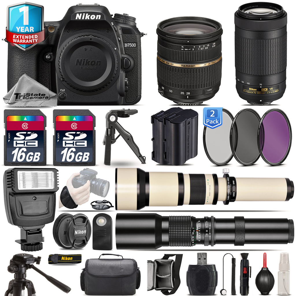 D7500 Camera + 28-75mm 2.8 XR + 70-300mm VR + Extra Battery + 1yr Warranty *FREE SHIPPING*