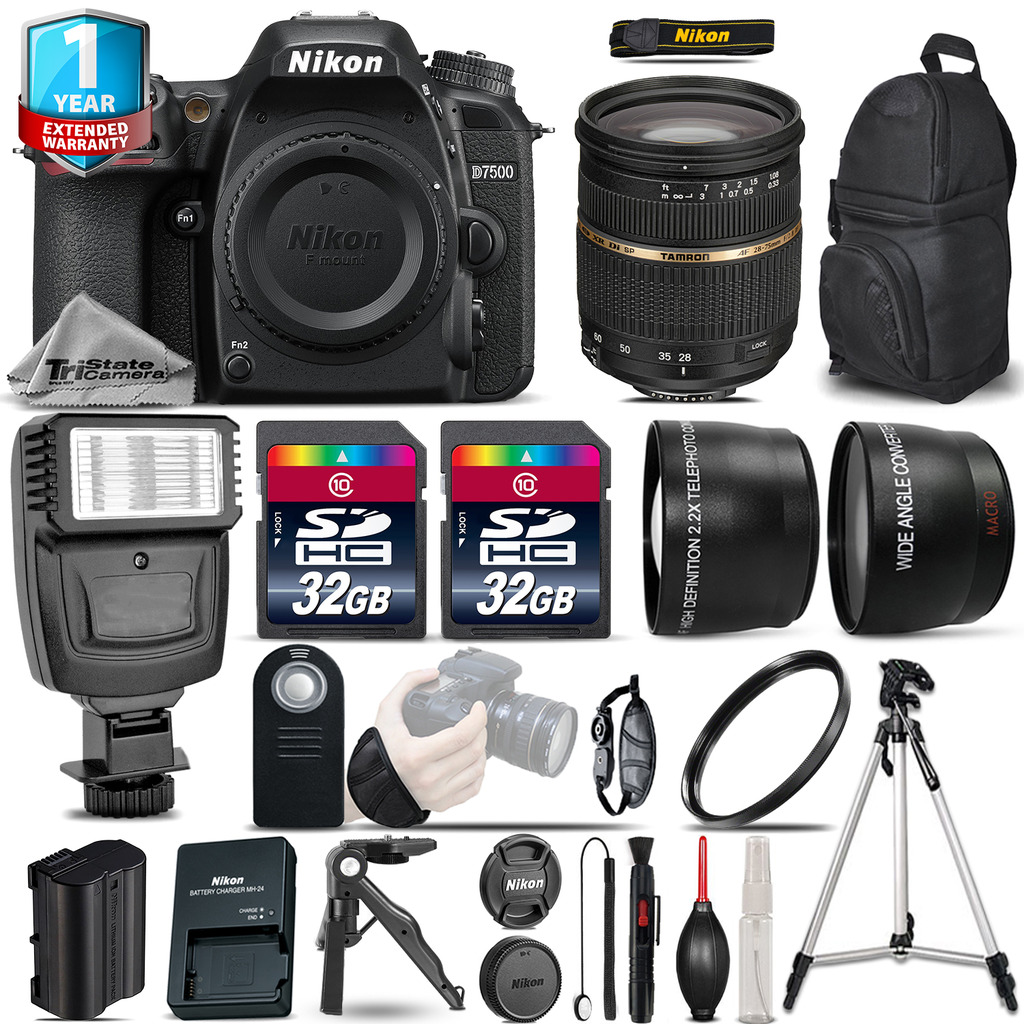 D7500 Camera + 28-75mm 2.8 XR - 3 Lens Kit + Flash + 1yr Warranty + 64GB *FREE SHIPPING*