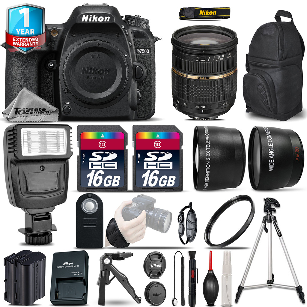 D7500 Camera + 28-75mm 2.8 XR - 3 Lens Kit + Flash + 1yr Warranty + 32GB *FREE SHIPPING*