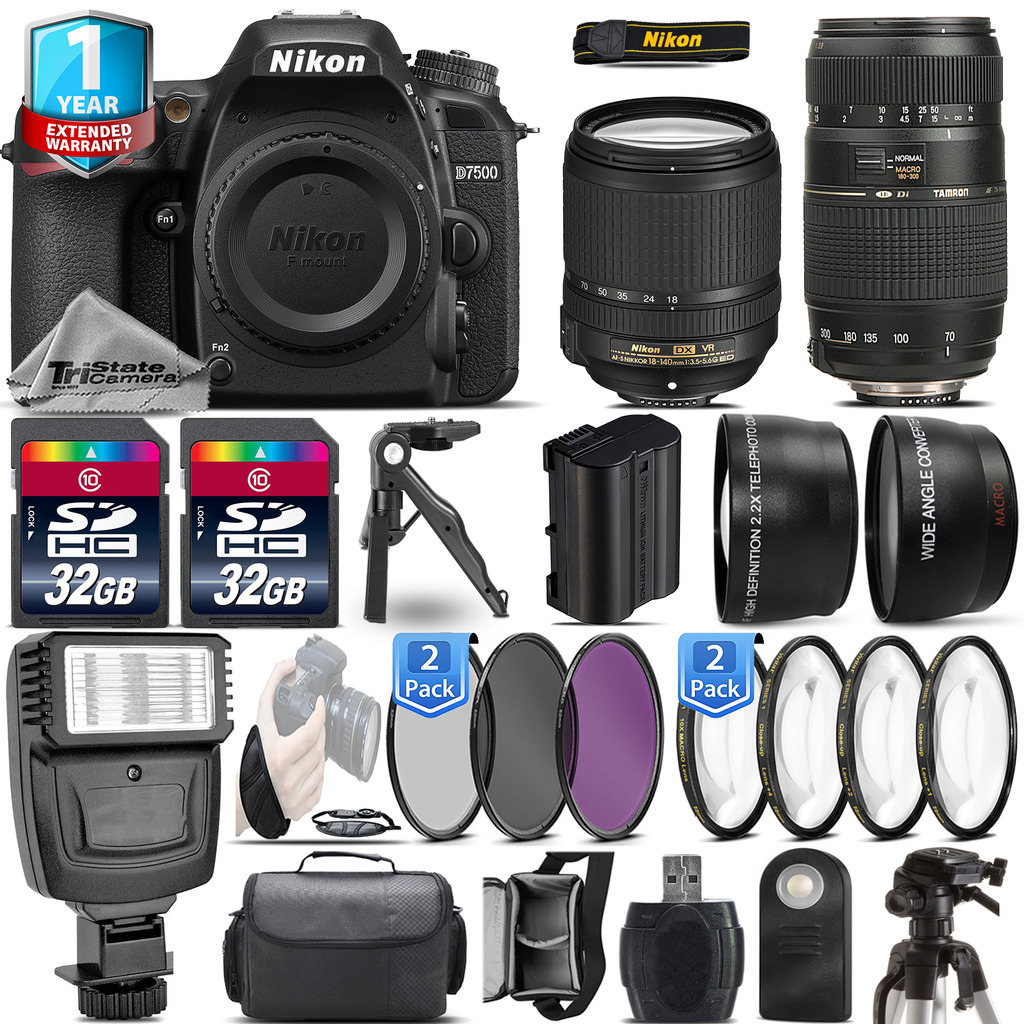 D7500 Camera + AFS 18-140mm VR + 70-300mm VR + 1yr Warranty + Remote +64GB *FREE SHIPPING*