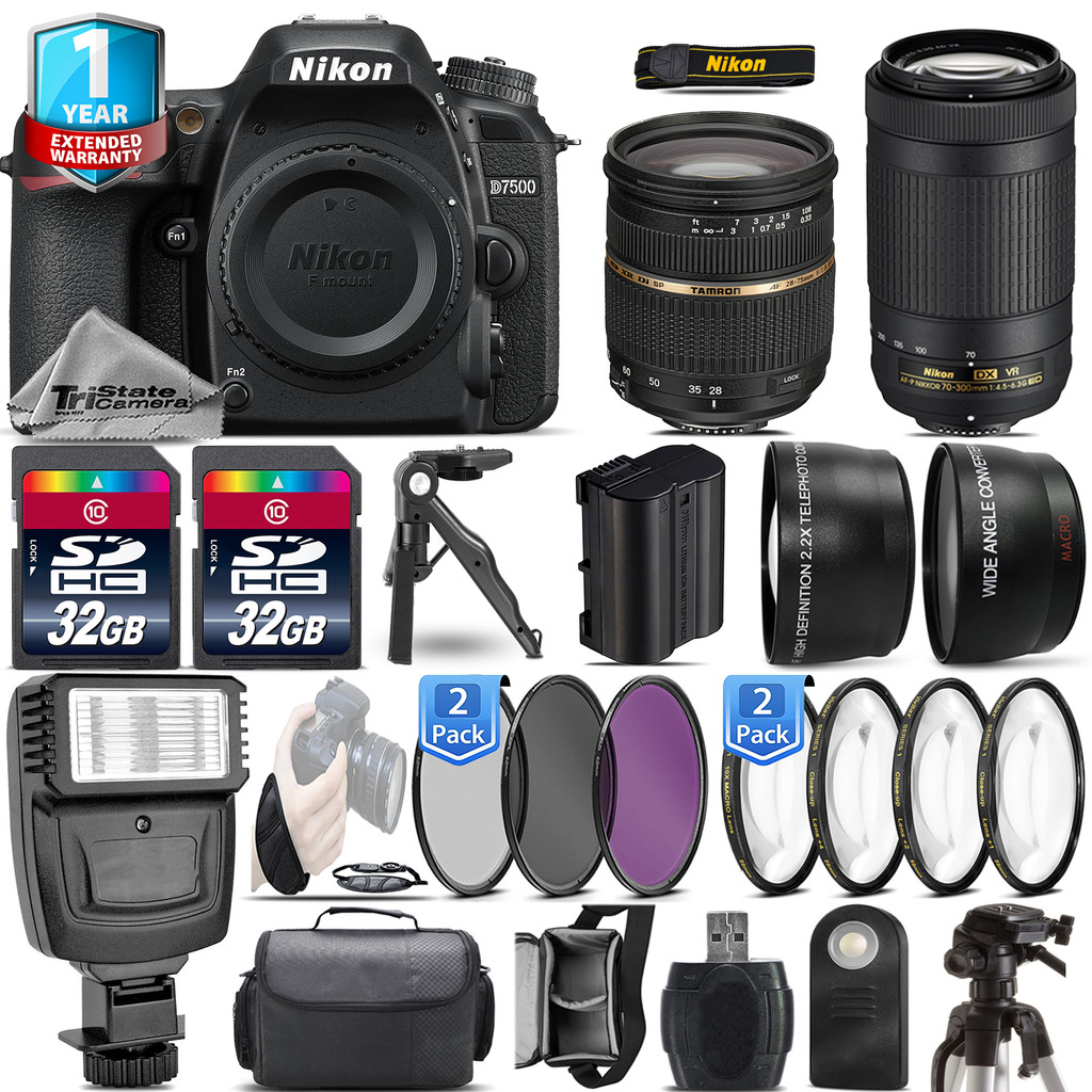 D7500 Camera + 28-75mm 2.8 XR + Nikon 70-300mm VR + 1yr Warranty -64GB Kit *FREE SHIPPING*