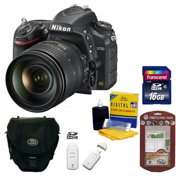 D750 Digital SLR Camera Kit -Black +16GB  Memory Card+ Camera/Lens Cleaning Kit+ LCD Screen Protectors+ Memory Card Reader+ Deluxe SLR Carrying Case *FREE SHIPPING*