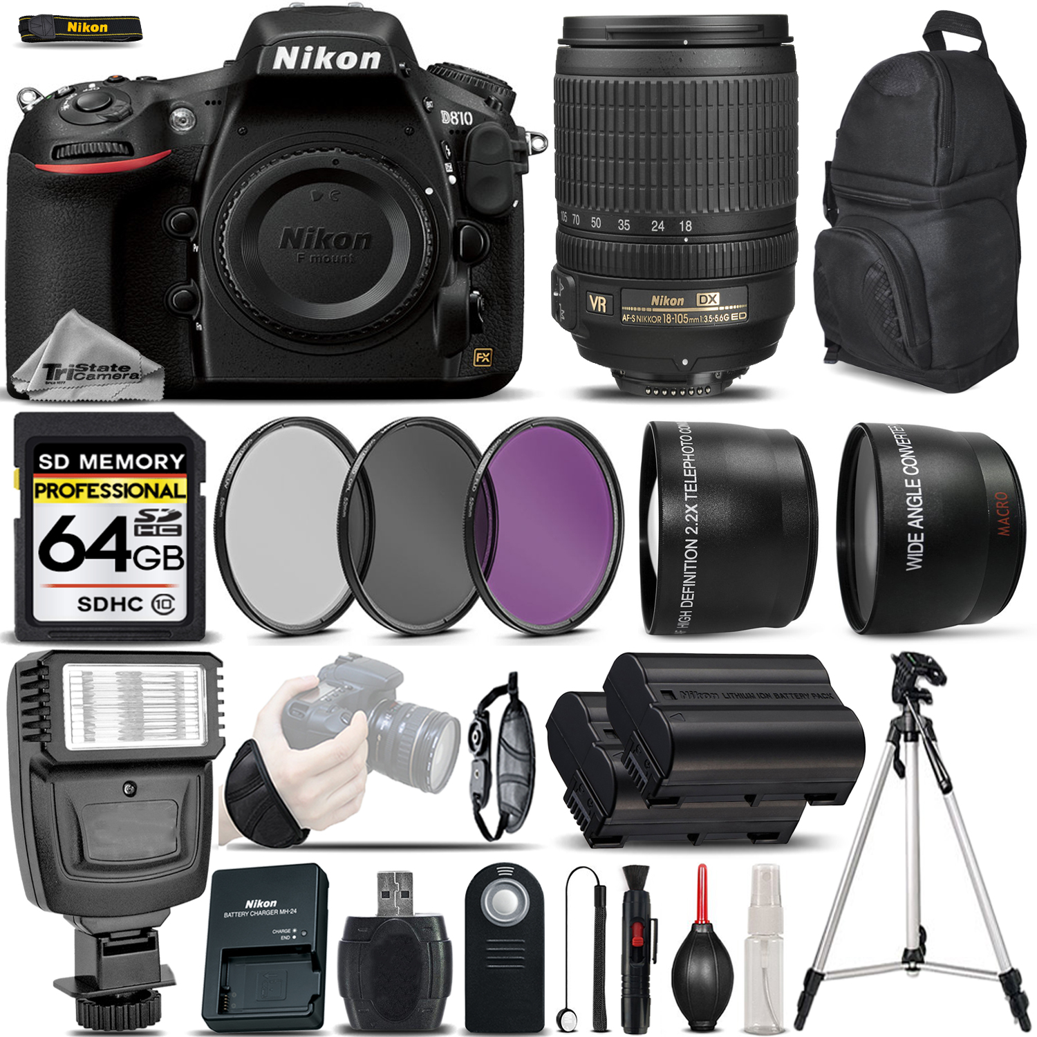 D810 DSLR Camera 36.3MP + Nikon 18-105mm VR Lens - Ultimate Saving Bundle *FREE SHIPPING*