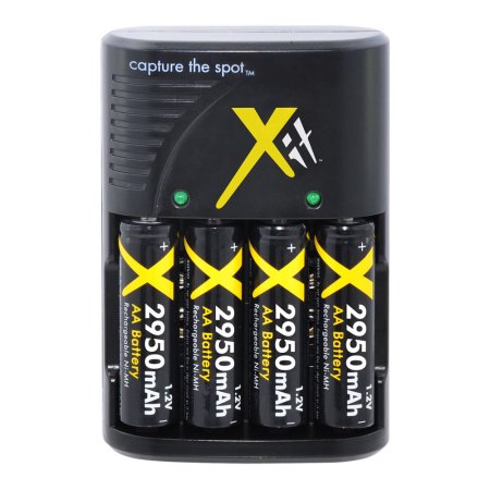4 AA 2950 mAh Ni-Mh Rechargeable Batteries With 110/240v Rapid Charger Kit *FREE SHIPPING*