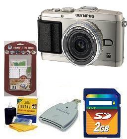 PEN E-P3 12.3 MP Compact Digital Silver Camera w/ 14-42mm Silver Lens Kit • 2GB Memory Card• Camera/Lens Cleaning Kit• LCD Screen Protectors• Memory Card Reader *FREE SHIPPING*