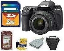K-7 Digital SLR Camera W/ DA  18-55mm WR Lens • 2GB Memory Card• Camera/Lens Cleaning Kit• LCD  Screen Protectors• Memory Card Reader• Deluxe SLR Carrying Case *FREE SHIPPING*