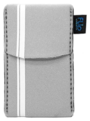 Soft Pouch For All Flip Camcorders (Silver With White Racing Stripe) *FREE SHIPPING*