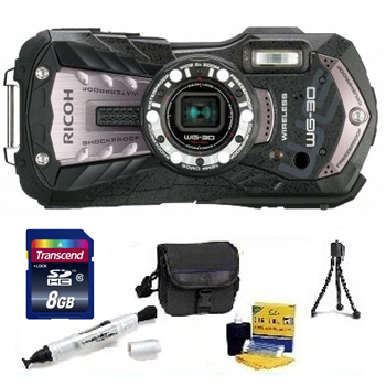 WG-30w 16 MegaPixel Digital Camera - Grey - 8GB Memory Card, Lens Cleaning Kit, Camera Case, Pen LCD Screen Cleaner, Table-Top Tripod - Essential Kit *FREE SHIPPING*