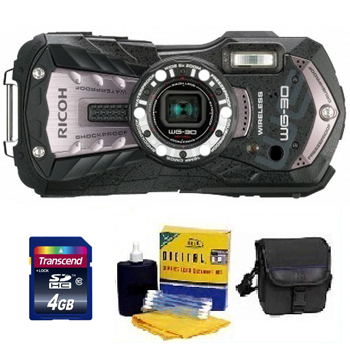 WG-30w 16 MegaPixel Digital Camera - Grey - 4GB Mem Card, Carrying Case & Cleaning Kit - Value Kit *FREE SHIPPING*