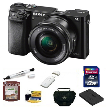 Alpha A6000 Digital SLR w/16-50mm Power Zoom Lens Deluxe Camera Kit - Black *FREE SHIPPING*