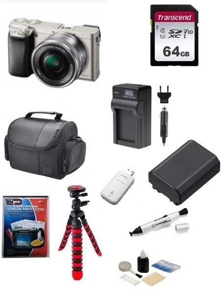 Alpha a6400 24 MP Compact Mirrorless Digital Camera w/16-50mm Lens - Deluxe Kit - Silver *FREE SHIPPING*