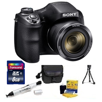 Cybershot DSC-H300/B Digital Camera - Black - with 8GB Memory Card, Lens Cleaning Kit, Camera Case, Pen LCD Screen Cleaner, Table-Top Tripod - Essential Kit *FREE SHIPPING*
