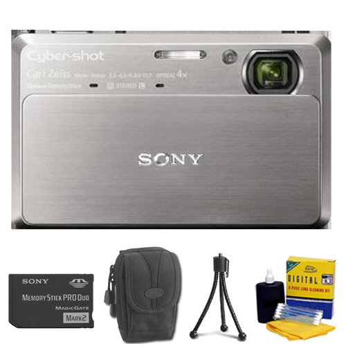 DSC-TX7 Cyber-Shot Digital Camera (Silver)  2GB Memory Stick Pro Duo  Camera/Lens Cleaning Kit Table-Top Tripod Deluxe Case *FREE SHIPPING*