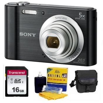 Cyber-shot DSC-W800 Digital Camera - Black - with 16GB Mem Card, Carrying Case & Cleaning Kit - Value Kit *FREE SHIPPING*