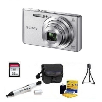 Cyber-shot DSC-W830 Digital Camera - Silver - with 32GB Memory Card, Lens Cleaning Kit, Camera Case, Pen LCD Screen Cleaner, Table-Top Tripod - Essential Kit *FREE SHIPPING*