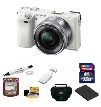 Alpha A6000 Digital SLR Camera Kit Deluxe Kit - White *FREE SHIPPING*
