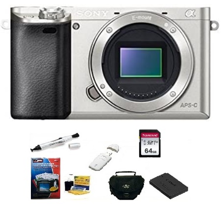 Alpha A6000 Mirrorless Digital Camera Body - Silver - Deluxe Camera Kit *FREE SHIPPING*