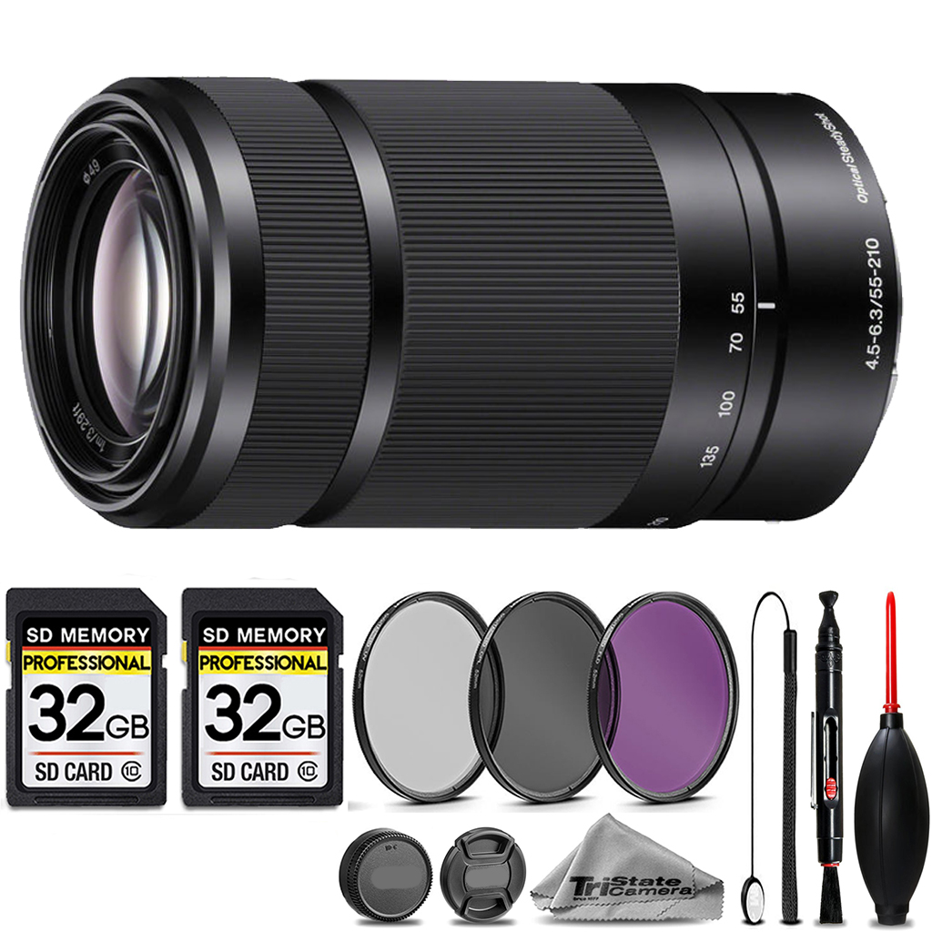 E 55-210mm f/4.5-6.3 OSS Lens (Black) +3PC FILTER + 64GB STORAGE BUNDLE KIT *FREE SHIPPING*