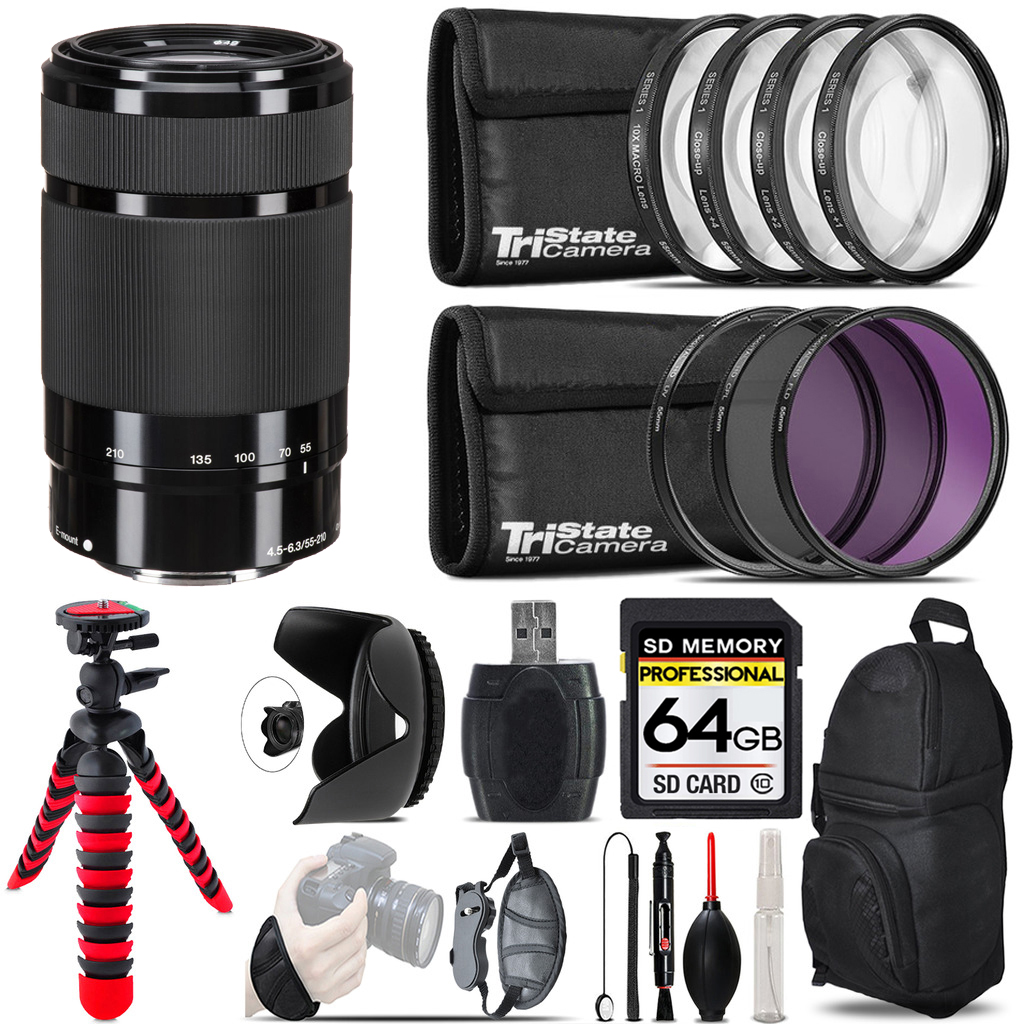 E 55-210mm f/4.5-6.3 OSS Lens (Black) +Macro Filter Kit & More-64GB Kit Kit *FREE SHIPPING*