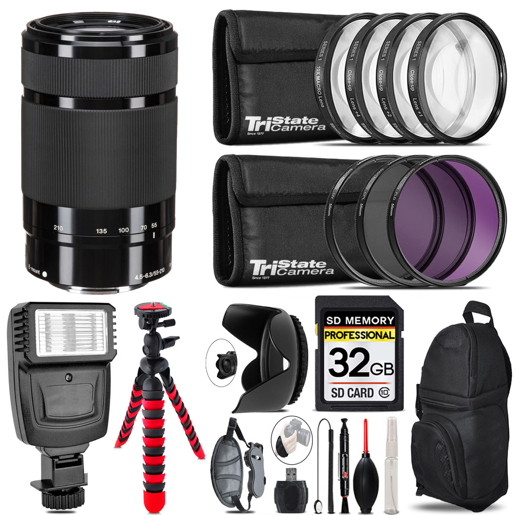 E 55-210mm f/4.5-6.3 OSS Lens (Black) + Flash + Tripod & More -32GB Kit Kit *FREE SHIPPING*