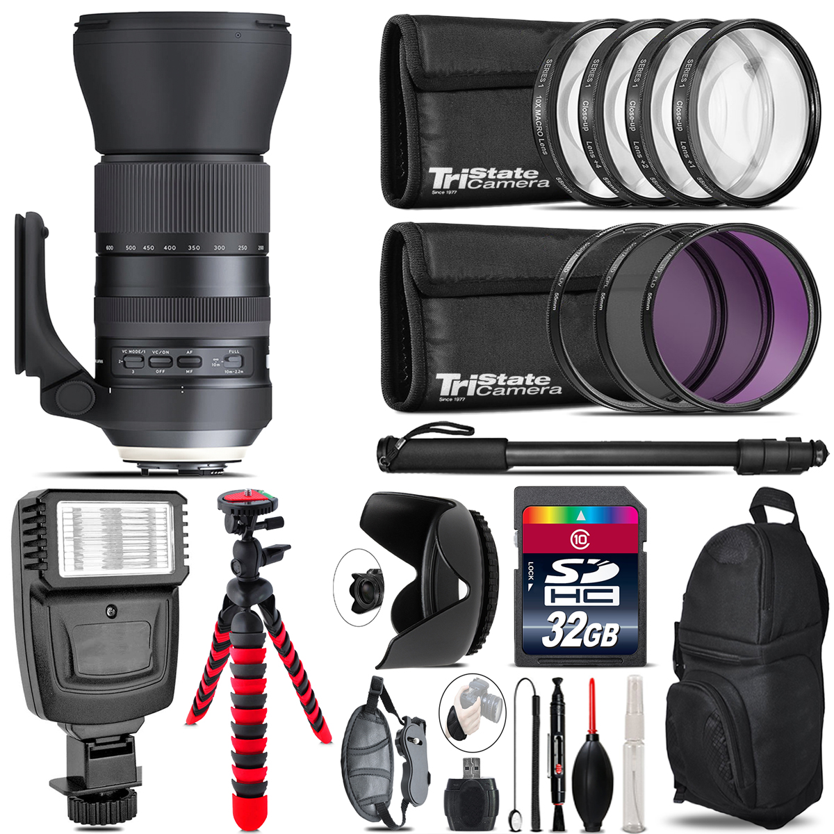 Tamron 150-600mm G2 for Canon + Flash + Tripod & More - 32GB Accessory Kit *FREE SHIPPING*