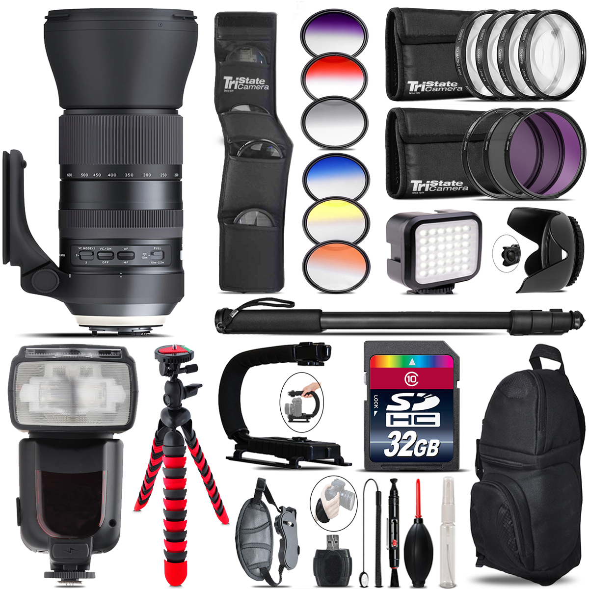 150-600mm G2 for Canon + Pro Flash + LED Light - 32GB Accessory Bundle *FREE SHIPPING*