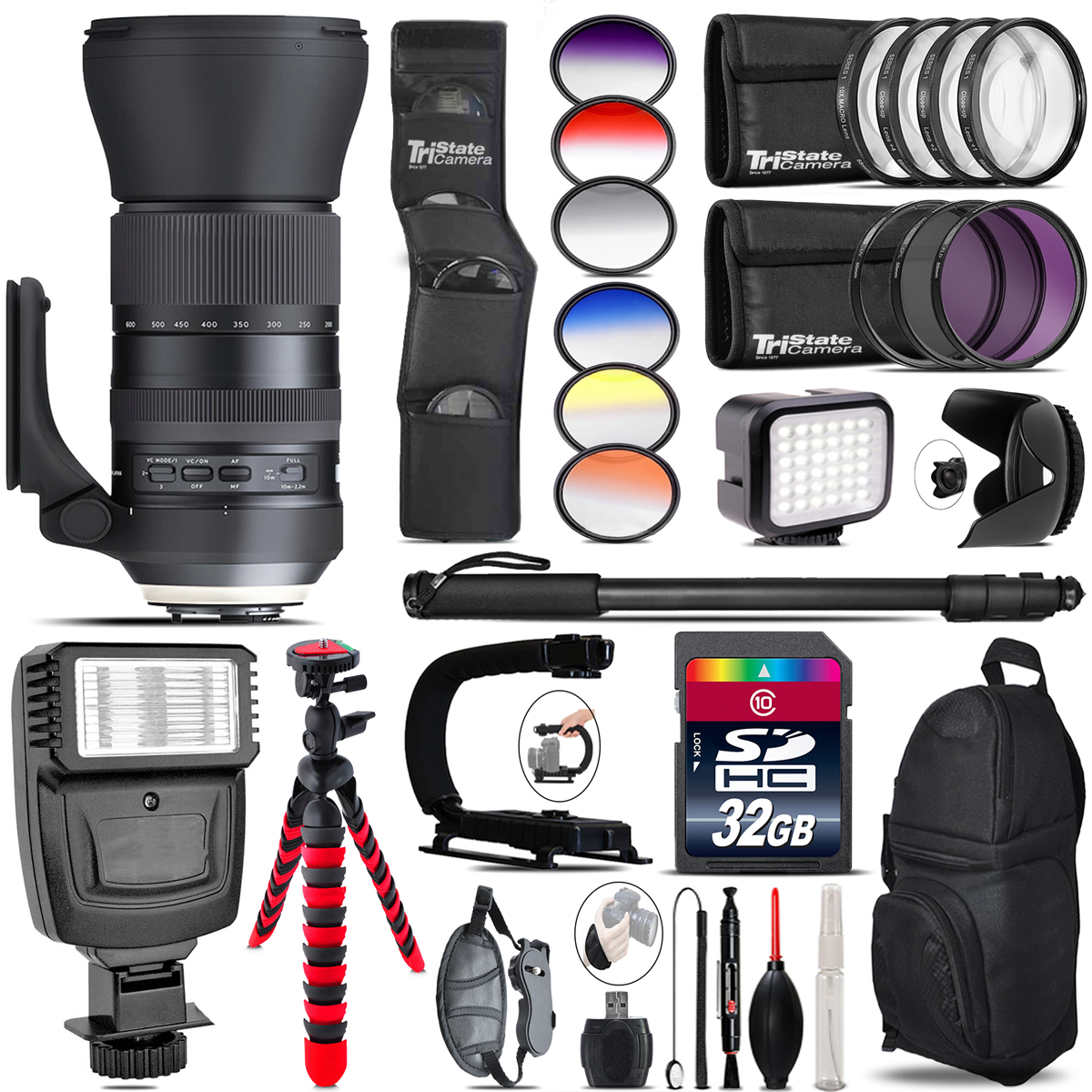 Tamron 150-600mm G2 for Canon + Color Set + LED Light - 32GB Accessory Bundle *FREE SHIPPING*